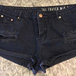 Dark Blue Denim Frayed Shorts!
